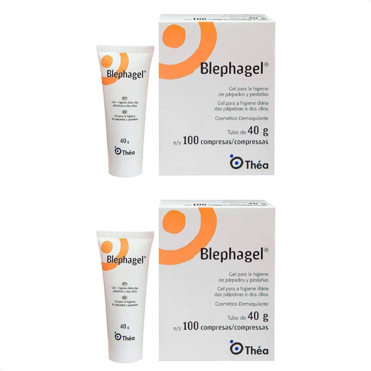 Kit com 2 - Blephagel Gel Higiene Olhos 40G + 100 Compressas - Envio Imediato